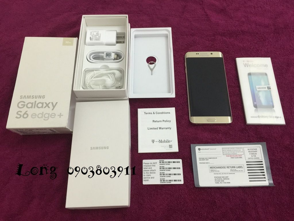 xách tay về duy nhất 1 cây Galaxy S6 Edge Plus 32gb T-Mobile - màu gold - full box - 99% đẹp cực kỳ - 2
