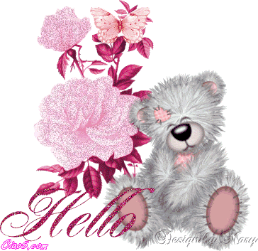 Pink Roses With Tatty Bear Saying Hello