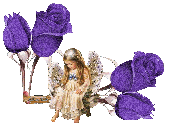 Purple Roses Adorable Angel Girl Pictures, Images and Photos