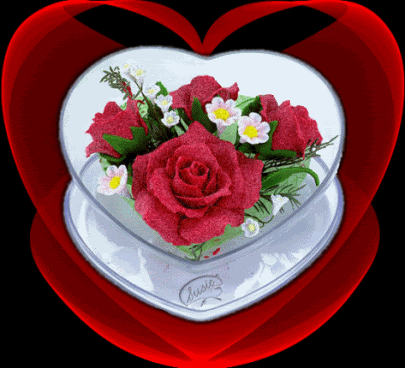 Red Roses In A Glass Heart
