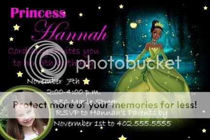 Princess Tiana and the Frog Birthday Invitations cards  