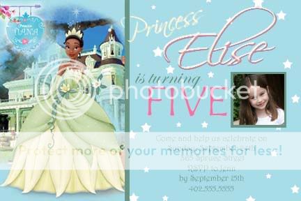 Princess Tiana and the Frog Birthday Invitations cards  