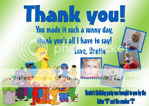 Custom Elmo & Sesame Street Thank You Cards Invitation  