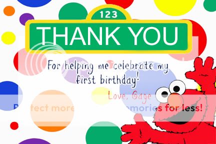 Custom Elmo & Sesame Street Thank You Cards Invitation  