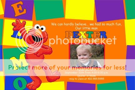 Custom Cookie Monster & Elmo Birthday Invitations cards  