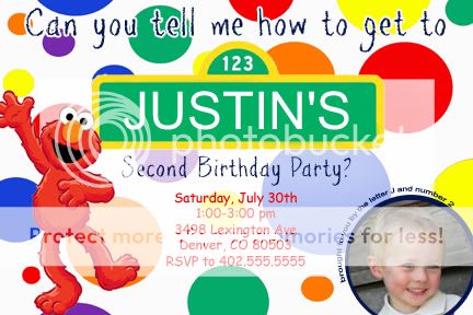 Custom Sesame Street & Elmo Birthday Invitations  