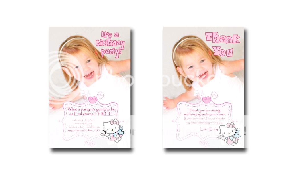 Custom Pink Hello Kitty Birthday Party Invitations  