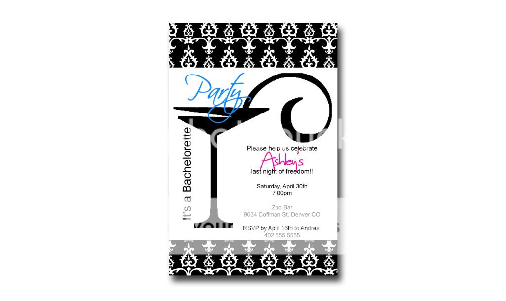 Custom Bridal Wedding Shower or Bachelorette Invitation Party Card 