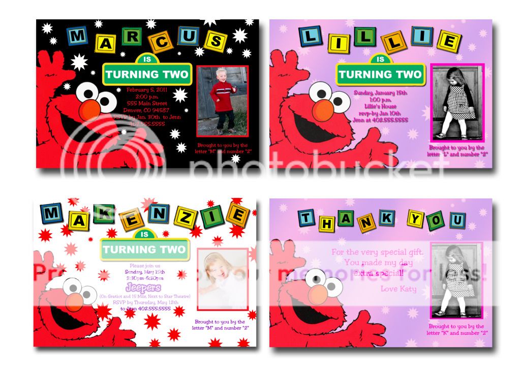 Pink Stars Elmo & Sesame Street Thank You Cards  