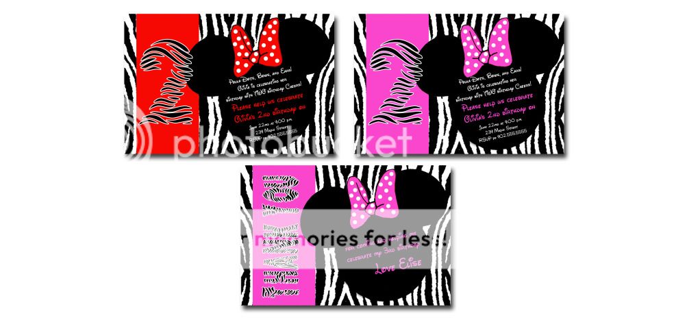 Pink Zebra Print Mickey & Minnie Mouse Thank You Cards  