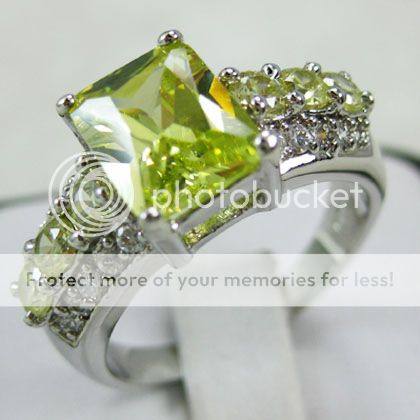 Brand New peridot lads 10KT white Gold Filled Ring #8.5  